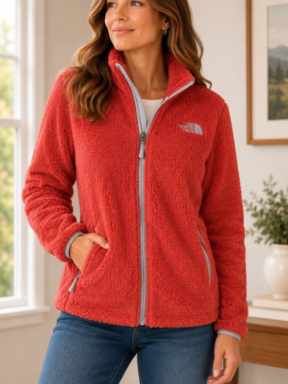 The North Face Osito Fleece Jacket Orange Full Zip High Pile XL